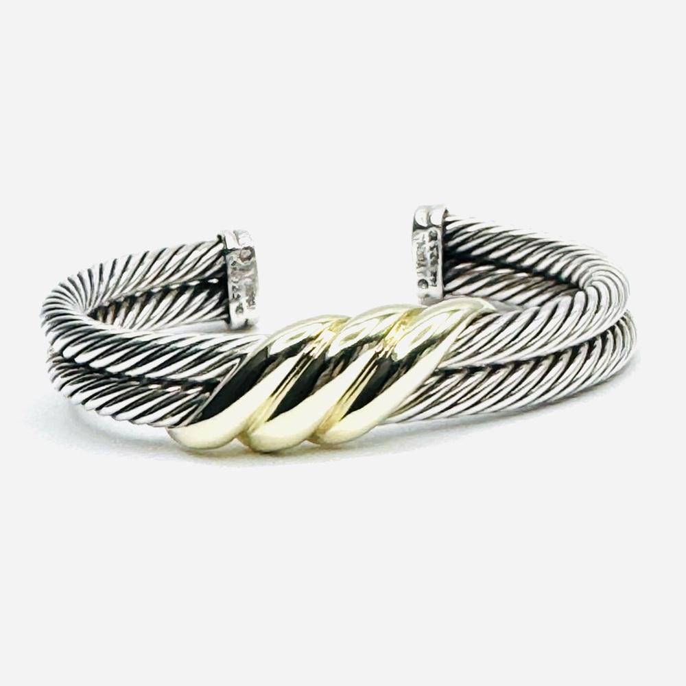 David Yurman Double Cable Crossover Bracelet With Gold